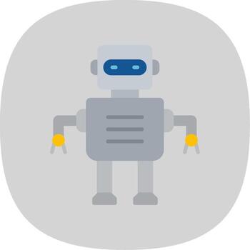 Robot Flat Curve Icon Design vector