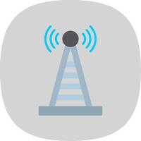 radio torre plano curva icono diseño vector