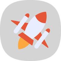 Rocket Ship Flat Curve Icon Design vector