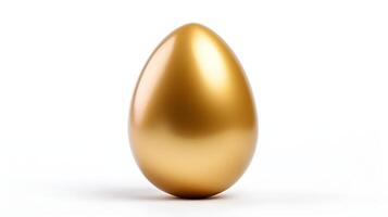 Golden eggs with copyspace on white background. Easter egg concept, Spring holiday photo