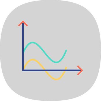 Wave Chart Flat Curve Icon Design vector