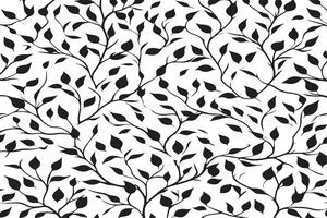 Black Leaves Pattern, Dynamic Movement on White Background - Perfect for Creative Projects vector