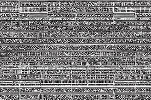 negro y blanco geométrico modelo con enclavamiento hexágonos y cuadrícula vector