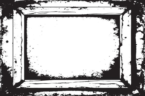 black and white grunge destressed overlay image of photo frame or simple frame for background or texture.