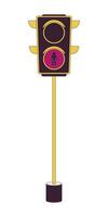 Traffic light with stop symbol 2D linear cartoon object. Equipment of road control isolated line element white background. Driving safety in city area color flat spot illustration vector
