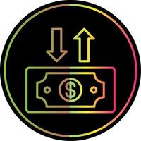 Dollar Bill Line Gradient Due Color Icon Design vector