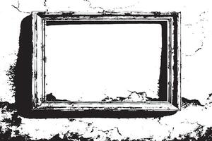 black and white grunge destressed overlay image of photo frame or simple frame for background or texture. vector