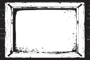 black and white grunge destressed overlay image of photo frame or simple frame for background or texture. vector