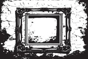 black and white grunge destressed overlay image of photo frame or simple frame for background or texture. vector