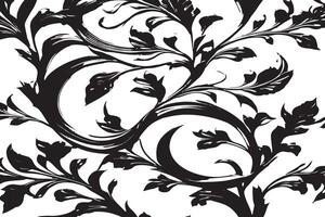 Black and White Floral Pattern Illustration with Overlapping Monochrome Motifs vector