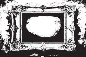 black and white grunge destressed overlay image of photo frame or simple frame for background or texture. vector