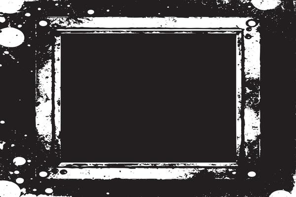 black and white grunge destressed overlay image of photo frame or simple frame for background or texture.