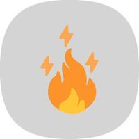 eléctrico fuego plano curva icono diseño vector