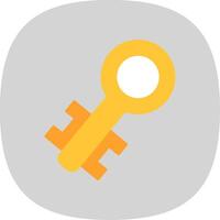 Old Key Flat Curve Icon Design vector