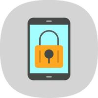 Mobile Security Flat Curve Icon Design vector