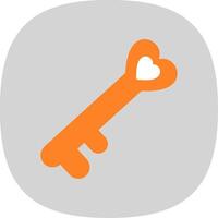 Old Key Flat Curve Icon Design vector