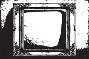 black and white grunge destressed overlay image of photo frame or simple frame for background or texture. vector