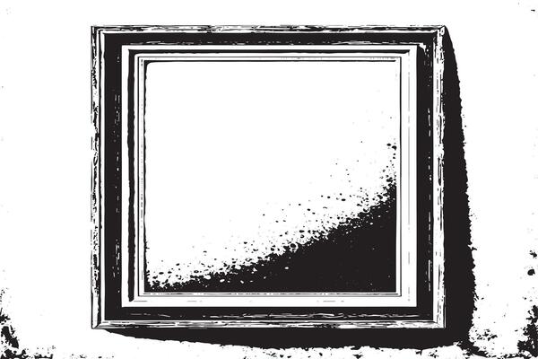 black and white grunge destressed overlay image of photo frame or simple frame for background or texture.