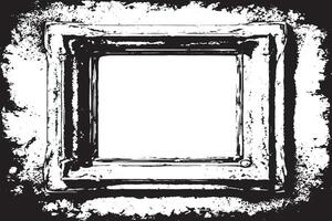 black and white grunge destressed overlay image of photo frame or simple frame for background or texture. vector