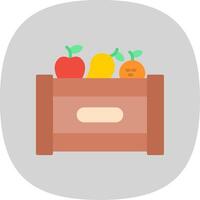 Fruta caja plano curva icono diseño vector