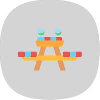 Picnic Table Flat Curve Icon Design vector