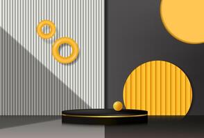 Scene with podium and abstract background. black and yellow colors scene for product display. 3d rendering vector