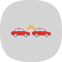 Car Crash Flat Curve Icon Design vector