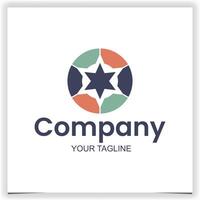 Colorful round logo with a star logo design template vector