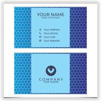 hexagon blue business card template design vector