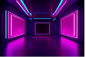 Empty neon room office background photo