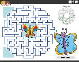 laberinto juego con dibujos animados mariposas insecto caracteres vector