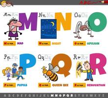 educational cartoon alphabet letters for children from M to R vector