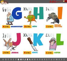 educational cartoon alphabet letters for children from G to L vector