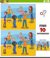 differences activity with cartoon surprised young people group vector