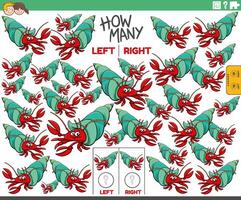 counting left and right pictures of cartoon hermit crab vector