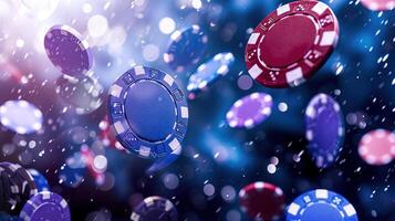 High contrast image of casino chips falling photo