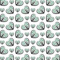 Heart shaped tree artful trendy multicolor repeating pattern illustration design vector