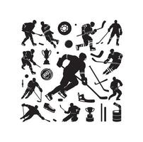 ice hockey player silhouettes icon logo illustration vector