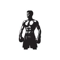 A boxer stand with pose silhouette illustration vector