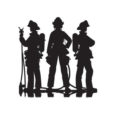 Firefighters pose silhouette illustration