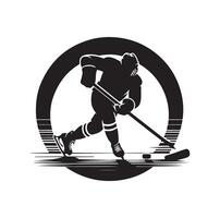 hielo hockey jugador siluetas icono logo ilustración vector