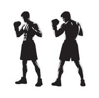 un Boxer estar con actitud silueta ilustración vector