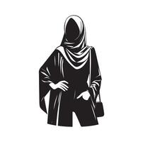 hijab style fashion standing illustration design vector