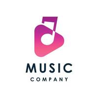 Music note with play button logo design vector