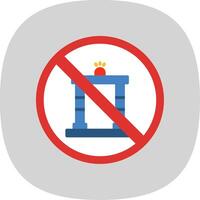 prohibido firmar plano curva icono diseño vector