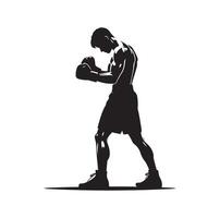 A boxer stand with pose silhouette illustration vector