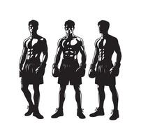 A boxer stand with pose silhouette illustration vector