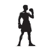 A boxer stand with pose silhouette illustration vector