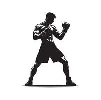 A boxer stand with pose silhouette illustration vector