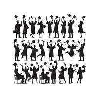 Graduate students celebration collection set in different pose vector